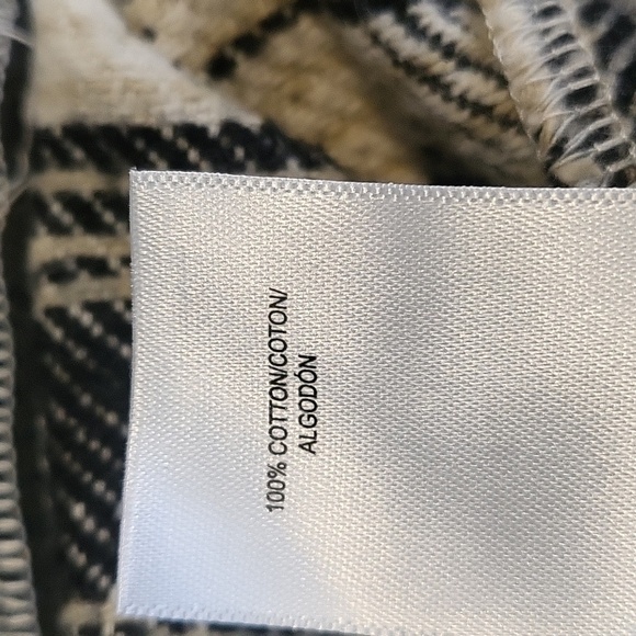 Lucky Brand Black & Cream Plaid Midweight Shacket Coat - Size Medium - Picture 8 of 12